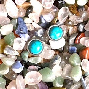 Navajo Turquoise and silver southwest western silver stud post earrings